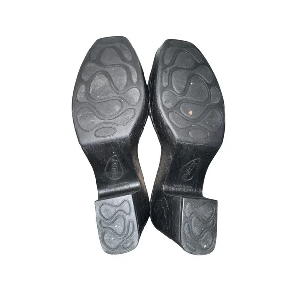 Born Shearling Lined Black Suede Platform Heel Mules Women's Size 11 - Picture 7 of 8